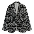Black Ethnic Aztec Pattern Print Men's Cotton Blazer