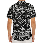 Black Ethnic Aztec Pattern Print Men's Deep V-Neck Shirt