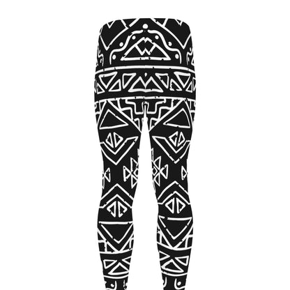 Black Ethnic Aztec Pattern Print Men's leggings