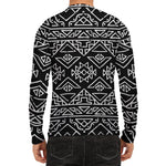 Black Ethnic Aztec Pattern Print Men's Long Sleeve Rash Guard