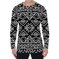 Black Ethnic Aztec Pattern Print Men's Long Sleeve T-Shirt