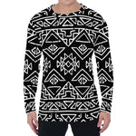 Black Ethnic Aztec Pattern Print Men's Long Sleeve T-Shirt