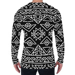 Black Ethnic Aztec Pattern Print Men's Long Sleeve T-Shirt