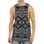 Black Ethnic Aztec Pattern Print Men's Muscle Tank Top