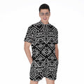 Black Ethnic Aztec Pattern Print Men's Romper