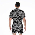Black Ethnic Aztec Pattern Print Men's Rompers