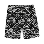 Black Ethnic Aztec Pattern Print Men's Sports Shorts