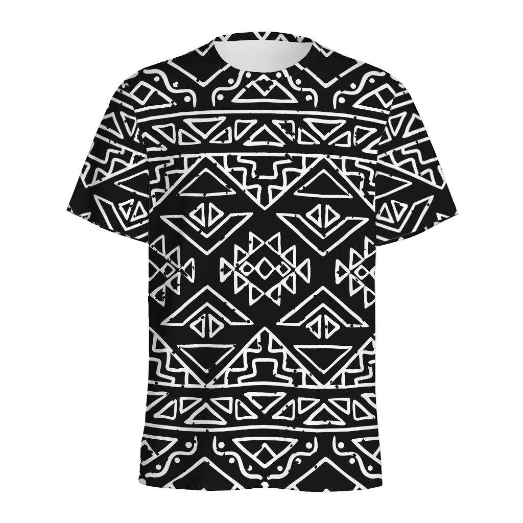 Black Ethnic Aztec Pattern Print Men's Sports T-Shirt