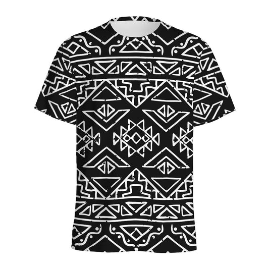 Black Ethnic Aztec Pattern Print Men's Sports T-Shirt