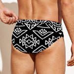 Black Ethnic Aztec Pattern Print Men's Swim Briefs