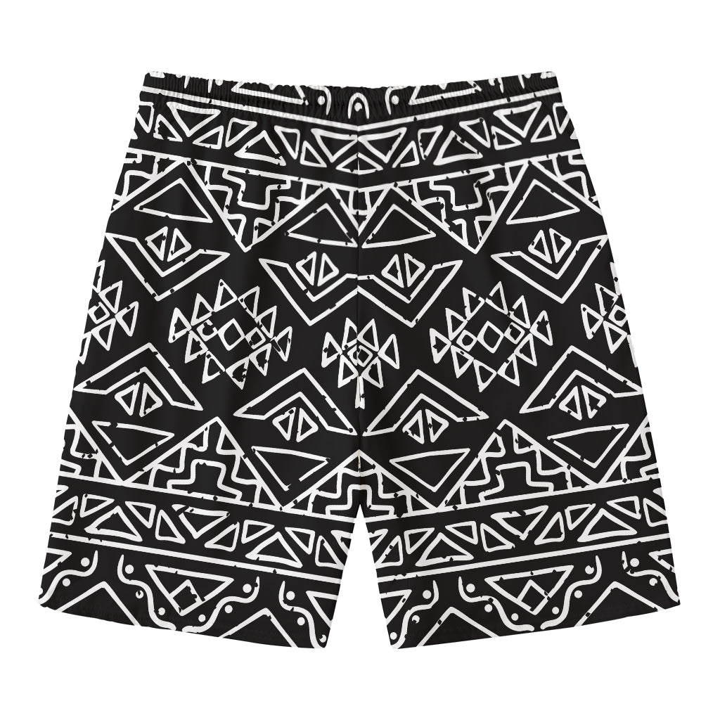 Black Ethnic Aztec Pattern Print Men's Swim Trunks