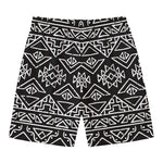 Black Ethnic Aztec Pattern Print Men's Swim Trunks