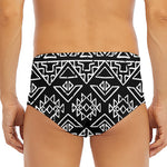 Black Ethnic Aztec Pattern Print Men's Triangle Swim Briefs