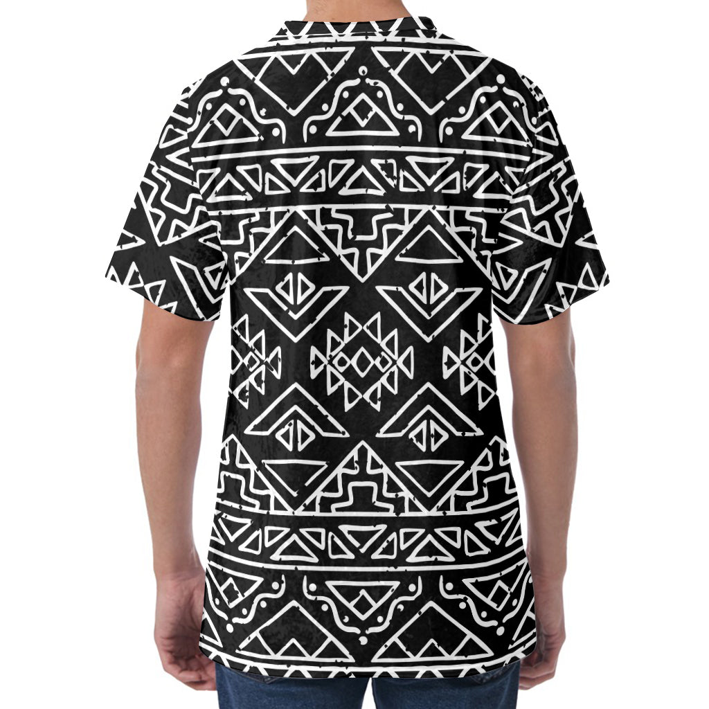 Black Ethnic Aztec Pattern Print Men's Velvet T-Shirt