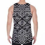 Black Ethnic Aztec Pattern Print Men's Velvet Tank Top