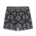 Black Ethnic Aztec Pattern Print Mesh Shorts