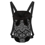 Black Ethnic Aztec Pattern Print Pet Carrier Backpack