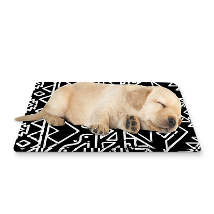 Black Ethnic Aztec Pattern Print Pet Cooling Mat Cover