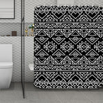 Black Ethnic Aztec Pattern Print Polyester Shower Curtain