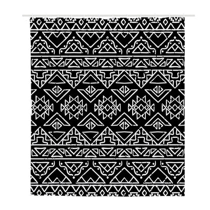Black Ethnic Aztec Pattern Print Polyester Shower Curtain