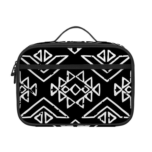 Black Ethnic Aztec Pattern Print Portable Lunch Bag