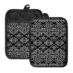 Black Ethnic Aztec Pattern Print Pot Holders With Pocket
