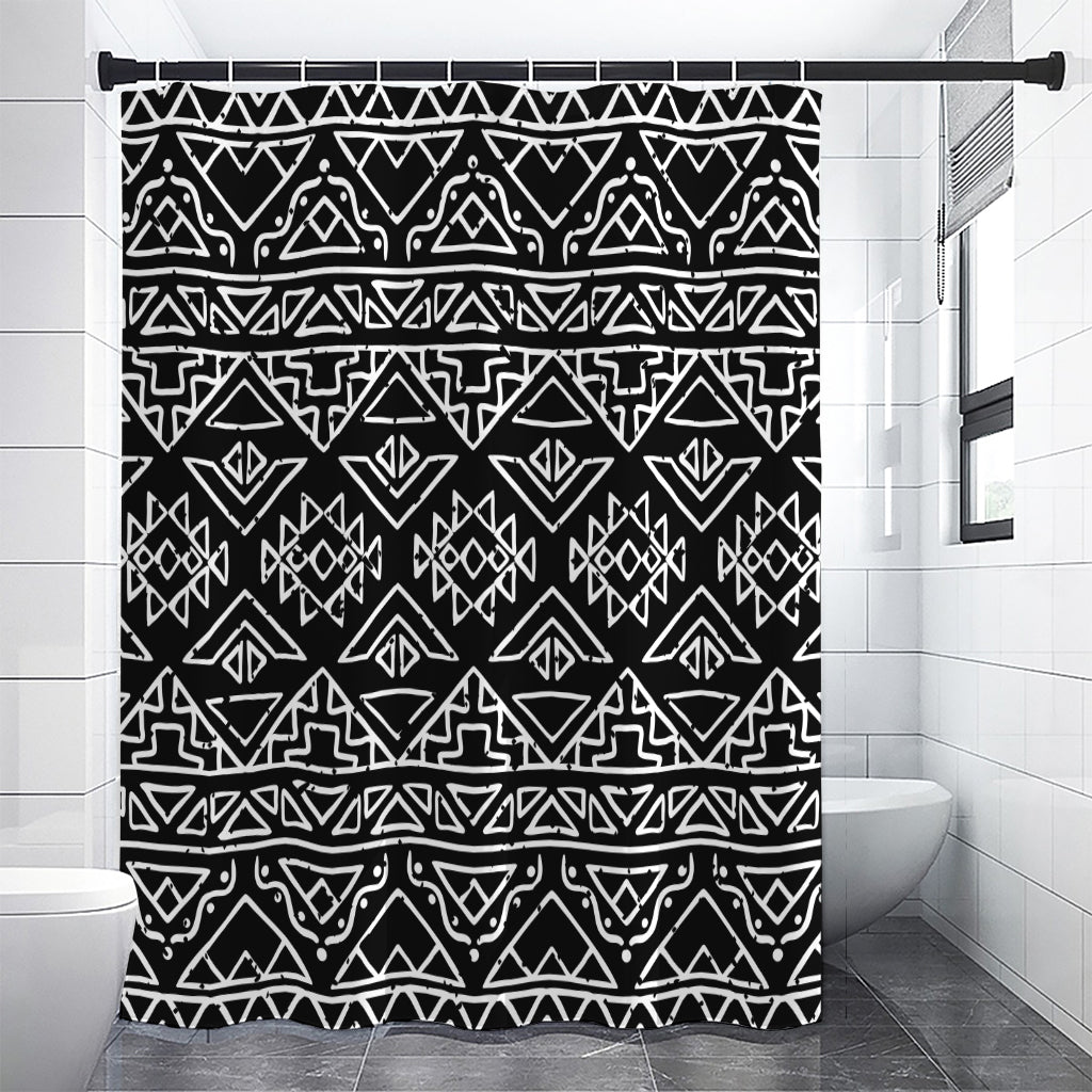 Black Ethnic Aztec Pattern Print Premium Shower Curtain