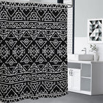 Black Ethnic Aztec Pattern Print Premium Shower Curtain