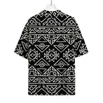 Black Ethnic Aztec Pattern Print Rayon Hawaiian Shirt