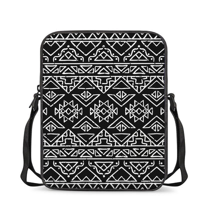 Black Ethnic Aztec Pattern Print Rectangular Crossbody Bag