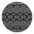 Black Ethnic Aztec Pattern Print Round Blanket