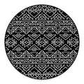 Black Ethnic Aztec Pattern Print Round Floor Mat