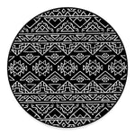 Black Ethnic Aztec Pattern Print Round Floor Mat