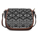 Black Ethnic Aztec Pattern Print Saddle Bag