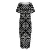 Black Ethnic Aztec Pattern Print Short Sleeve Long Nightdress