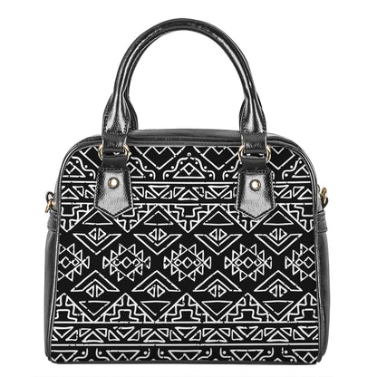 Black Ethnic Aztec Pattern Print Shoulder Handbag