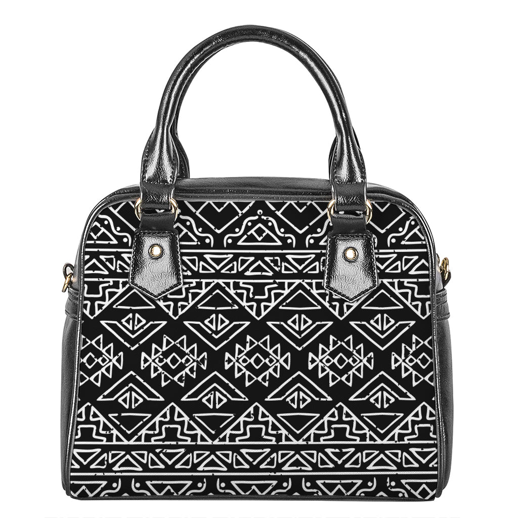 Black Ethnic Aztec Pattern Print Shoulder Handbag