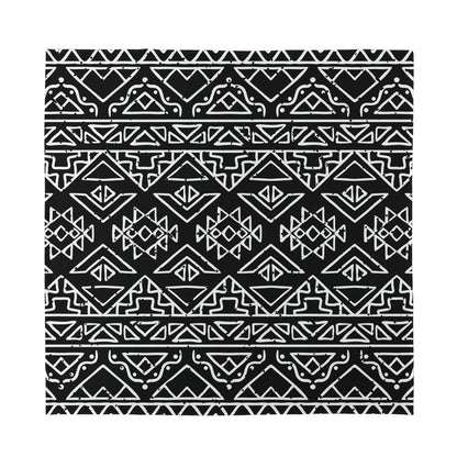 Black Ethnic Aztec Pattern Print Silk Bandana