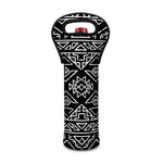 Black Ethnic Aztec Pattern Print Single Neoprene Wine Tote