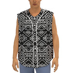 Black Ethnic Aztec Pattern Print Sleeveless Baseball Jersey