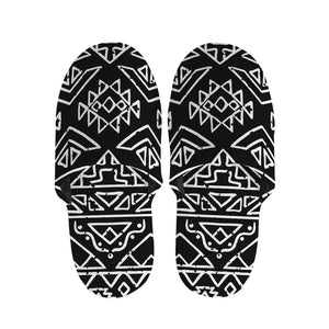 Black Ethnic Aztec Pattern Print Slippers