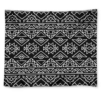 Black Ethnic Aztec Pattern Print Tapestry