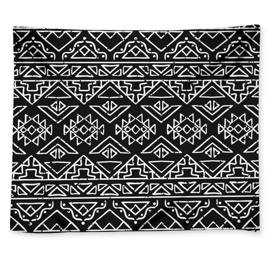 Black Ethnic Aztec Pattern Print Tapestry
