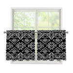 Black Ethnic Aztec Pattern Print Tier Curtains