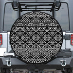 Black Ethnic Aztec Pattern Print Tire Cover