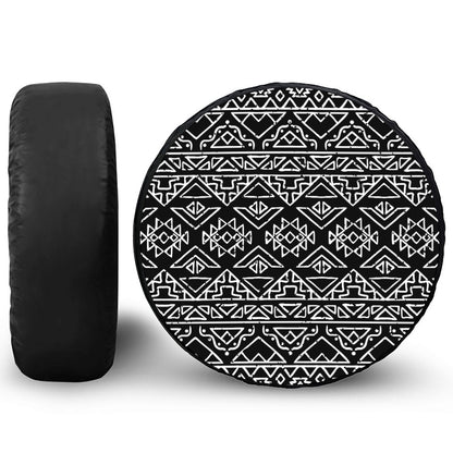 Black Ethnic Aztec Pattern Print Tire Cover