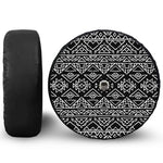 Black Ethnic Aztec Pattern Print Tire Cover With Camera Hole