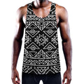 Black Ethnic Aztec Pattern Print Men's Workout Tank Top