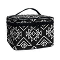 Black Ethnic Aztec Pattern Print Travel Makeup Bag