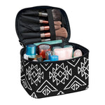 Black Ethnic Aztec Pattern Print Travel Makeup Bag
